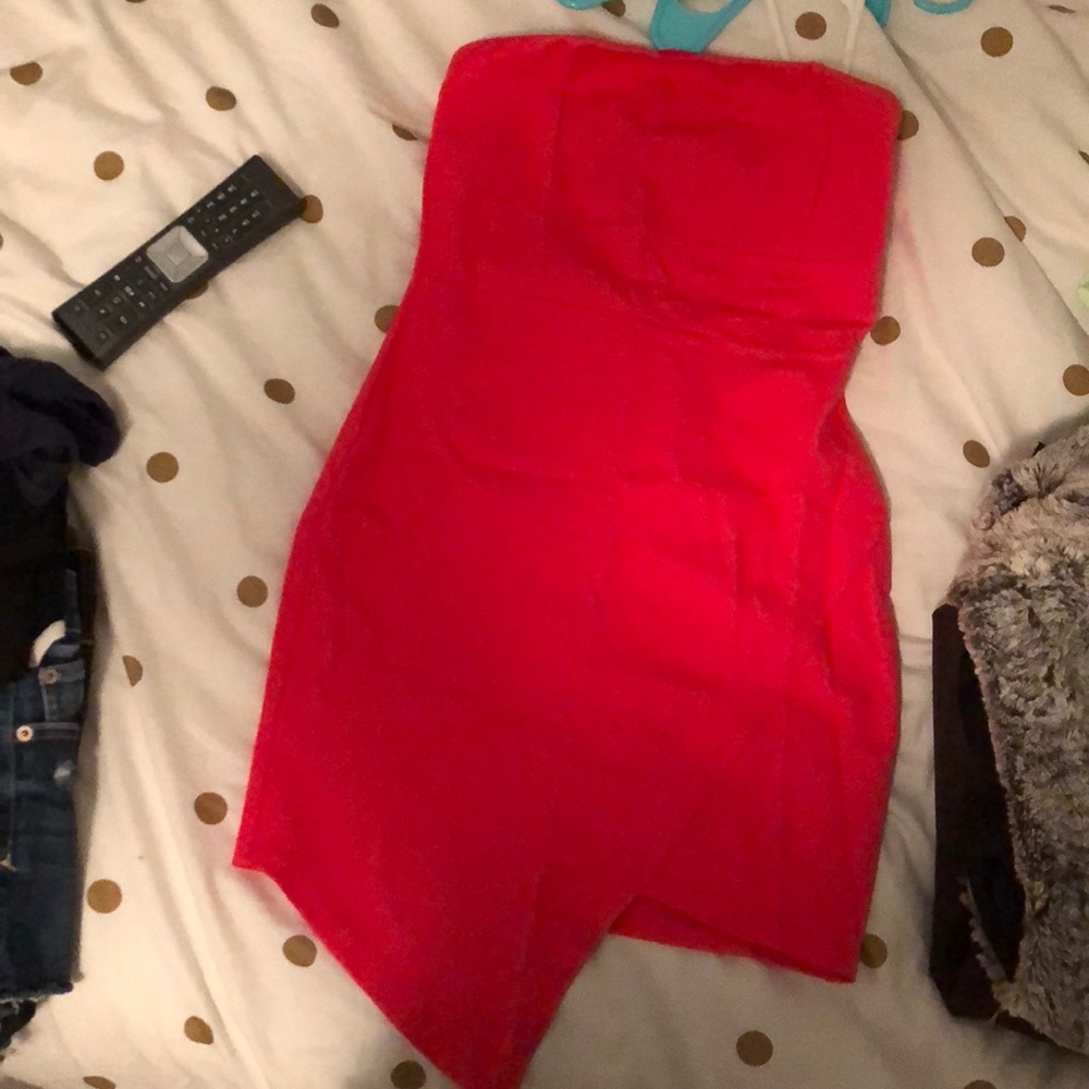 Coral strapless dress